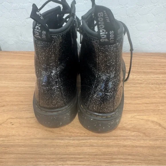 Dr. Martens Boots Kids 3 1460 J Cosmic Glitter Side Zip Combat Black Girls Zip - Picture 6 of 9